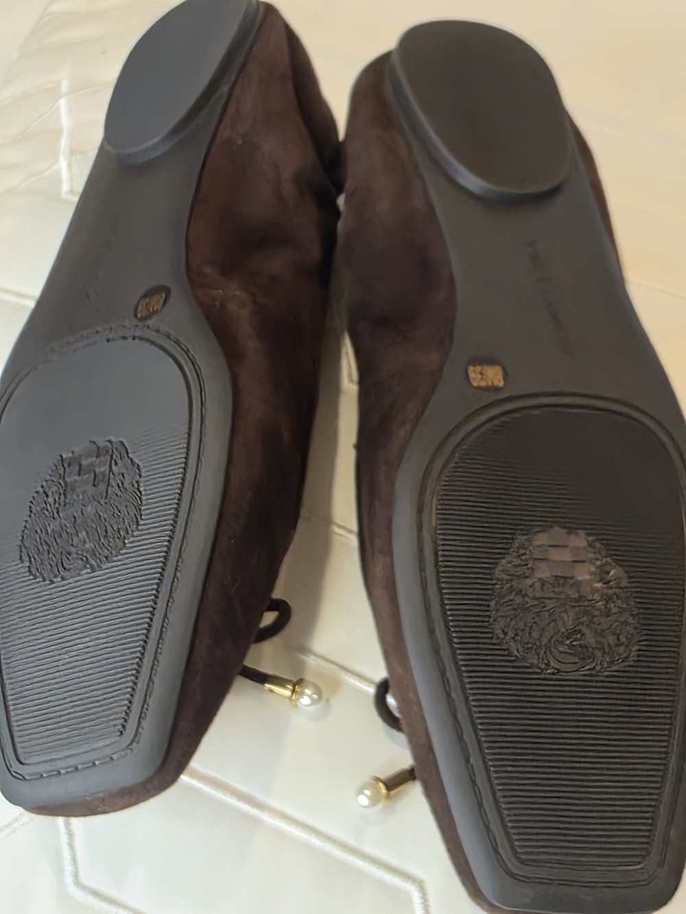 Vince Camuto Chocolate Brown Suede Pearl-Tip Ballet Flats (NWOT) - Picture 5 of 5